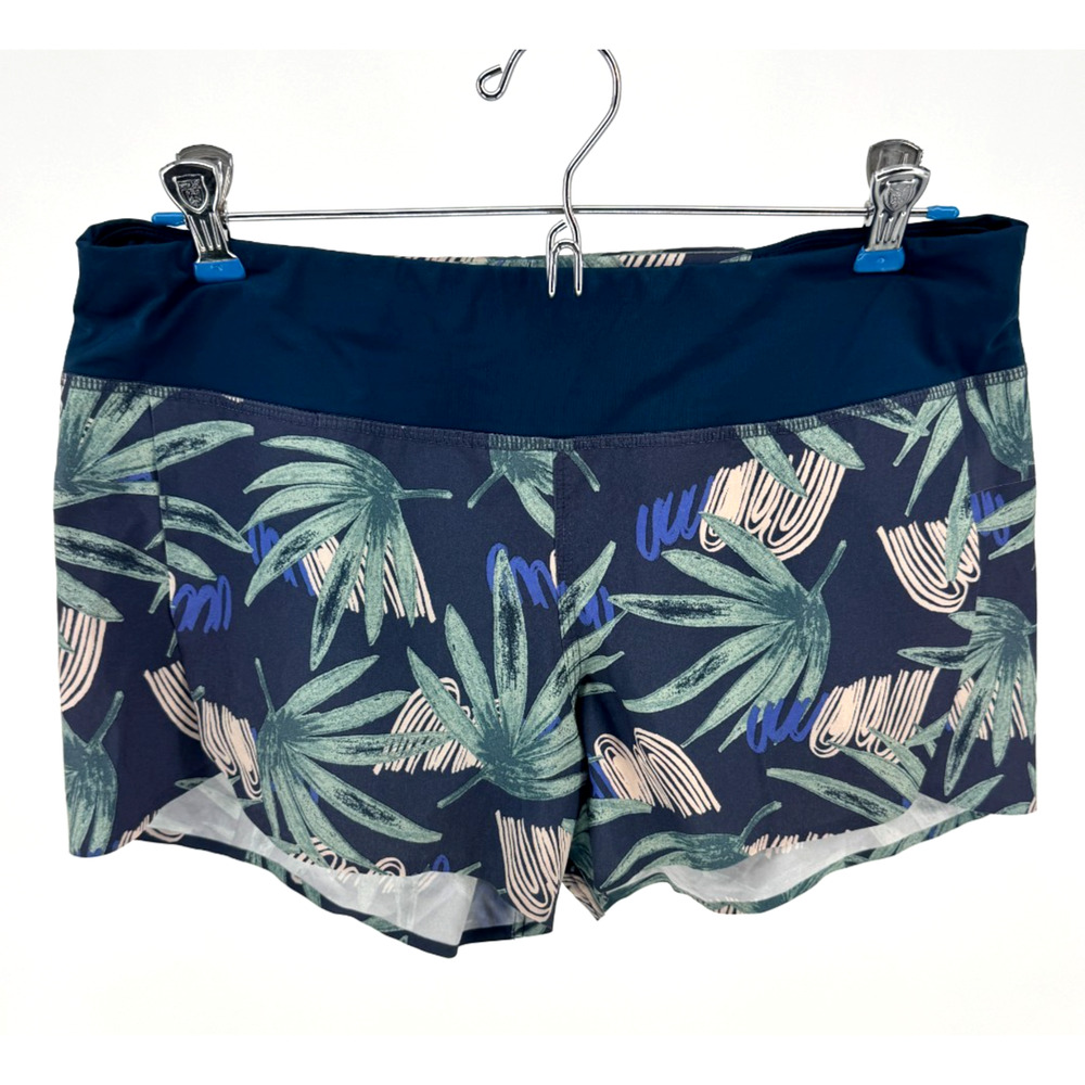 Patagonia Women's Hydropeak Surf Shorts Size S Stretch Blue Zip Pocket Tropical